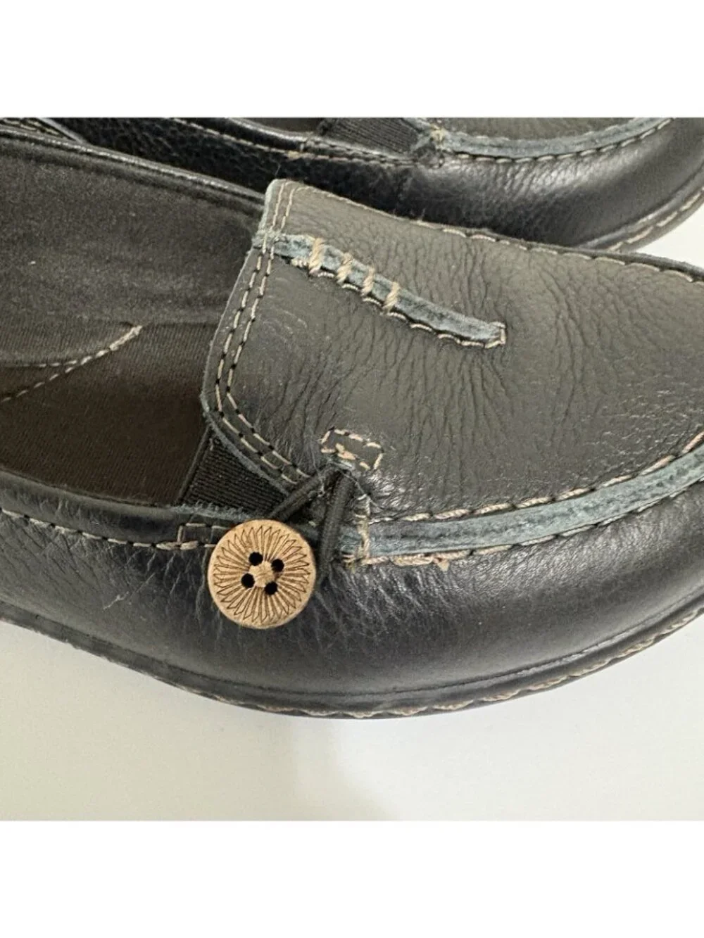 Clarks Black Button Accent Slip On Loafers
